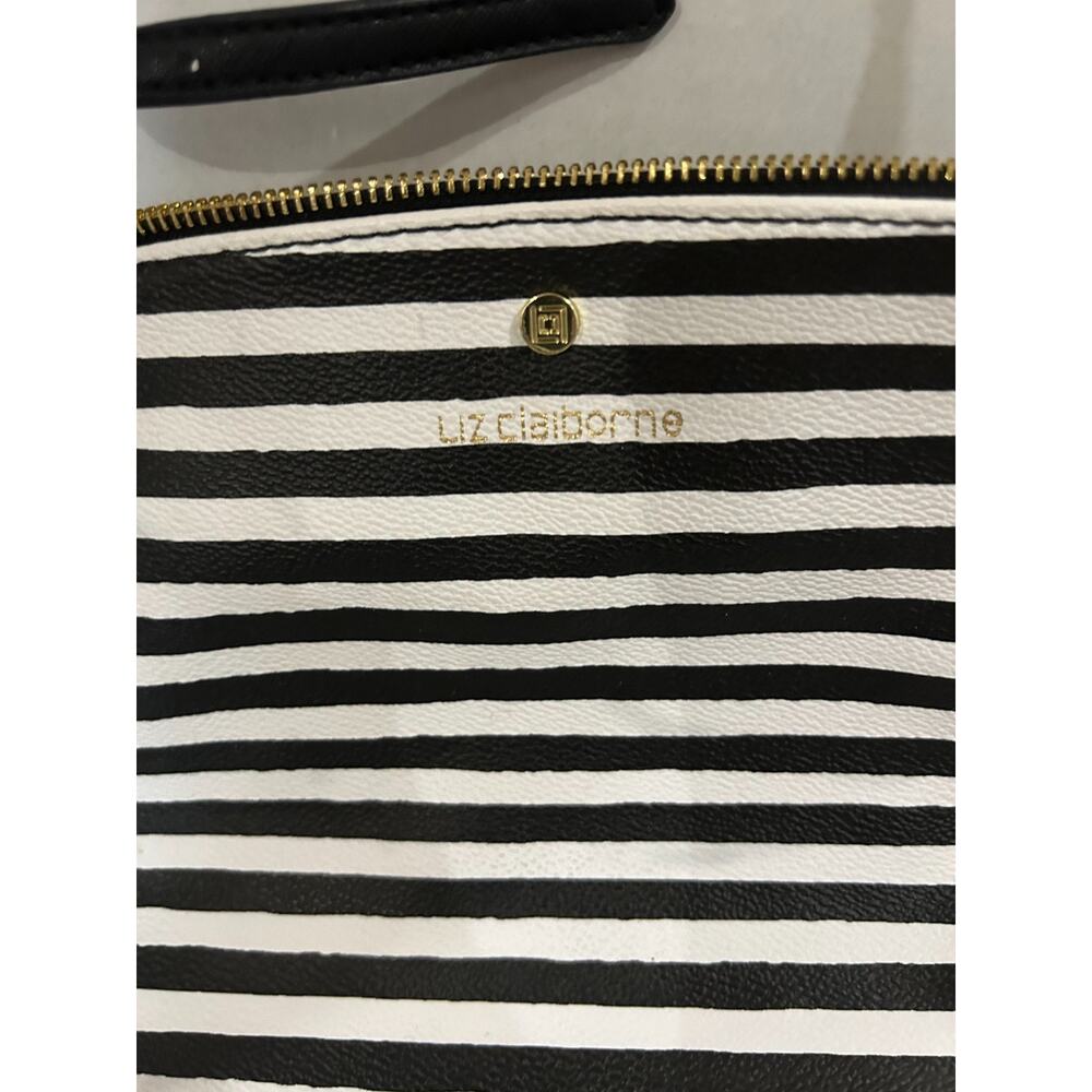 Liz Claiborne Crossbody Bag White Black Striped Small Purse Adjustable - Picture 7 of 9